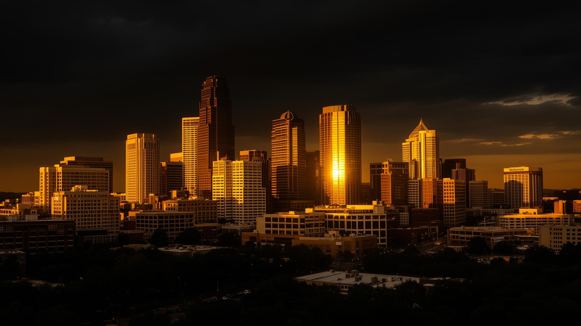 Charlotte NC skyline at golden hour