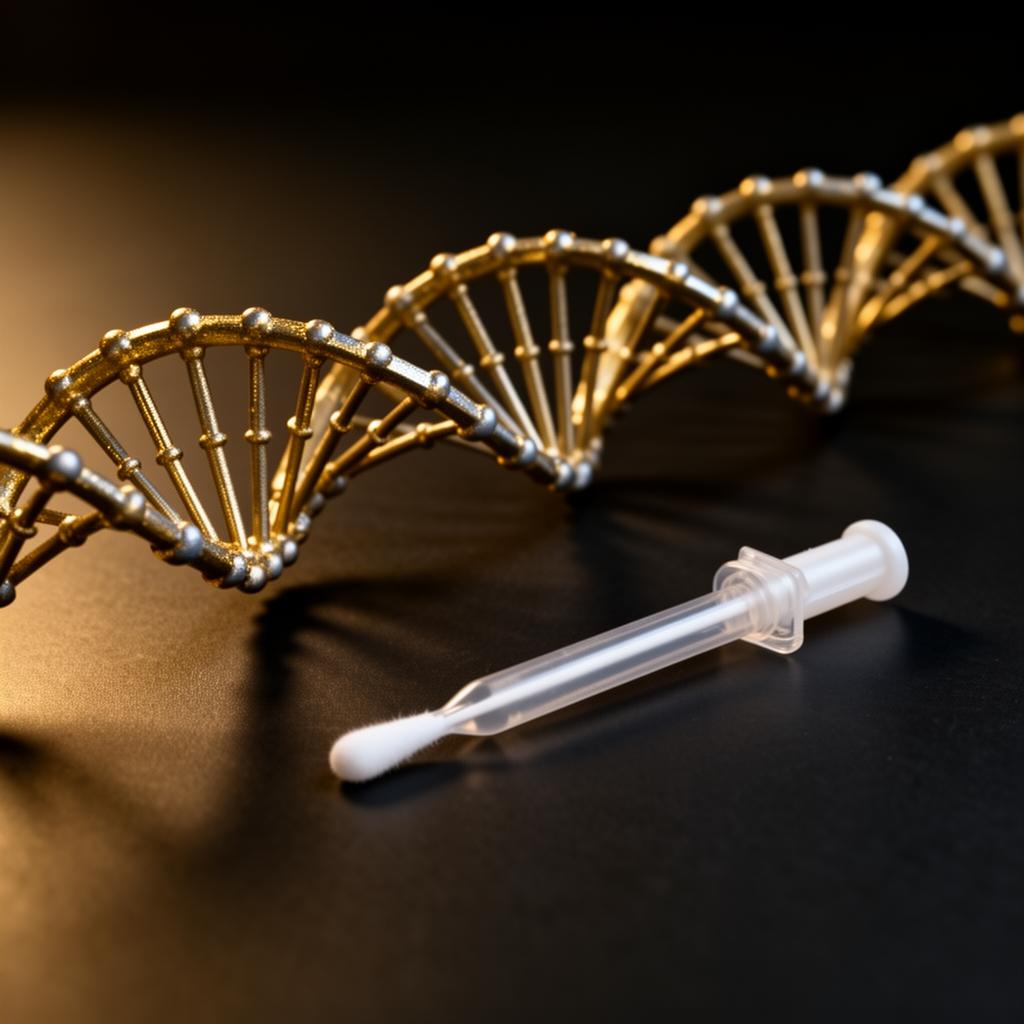 DNA testing kit and double helix
